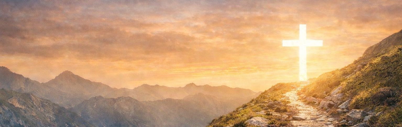 Narrow way path leading to the cross – walking in the teachings of Jesus